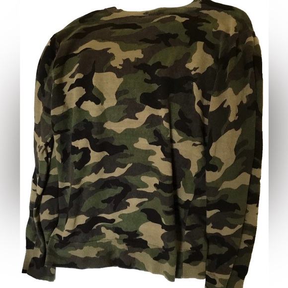 GUESS Linen Blend Green Camouflage Print Sweater Men's Pullover Size M - Picture 14 of 14